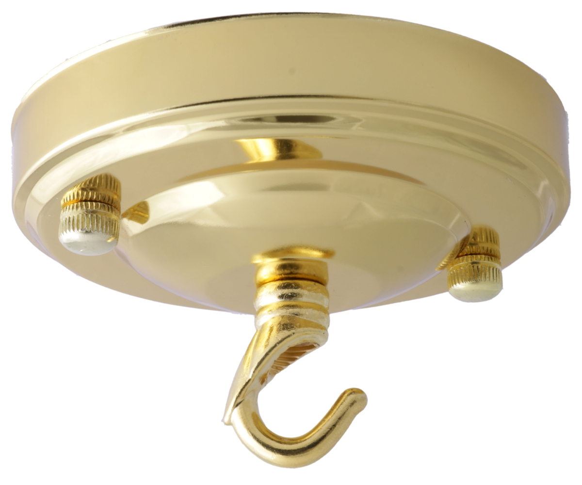 Vintage Ceiling Rose In Polished Brass Finish 106mm Dia with Chain Hook