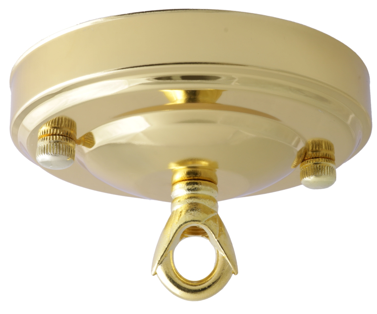 Vintage Ceiling Rose In Polished Brass Finish 106mm Dia With Chain