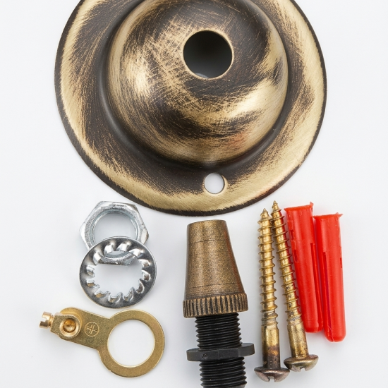 Solid Brass Ceiling Rose with Metal Cord Grip in Hand-Antiqued Finish Solid Brass Ceiling Rose with Metal Cord Grip in Hand-Antiqued Finish