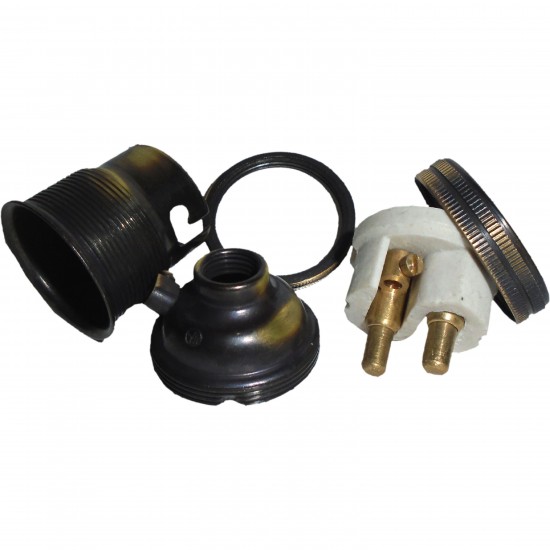 Lampholder B22 Antique Brass with Shade Ring 10mm Threaded Entry Lampholder B22 Antique Brass with Shade Ring 10mm Threaded Entry