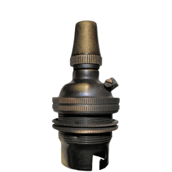 Lampholder B22 Antique Brass with Shade Ring, Metal Cord Grip Lampholder B22 Antique Brass with Shade Ring, Metal Cord Grip