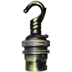 Lampholder B22 Antique Brass with Shade Ring, Chain Hook Lampholder B22 Antique Brass with Shade Ring, Chain Hook