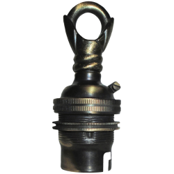 Lampholder B22 Antique Brass with Shade Ring, Chain Loop Lampholder B22 Antique Brass with Shade Ring, Chain Loop