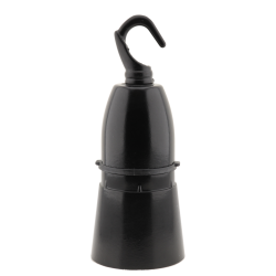 Lampholder B22 Black With Shade Skirt and Metal Chain Hook