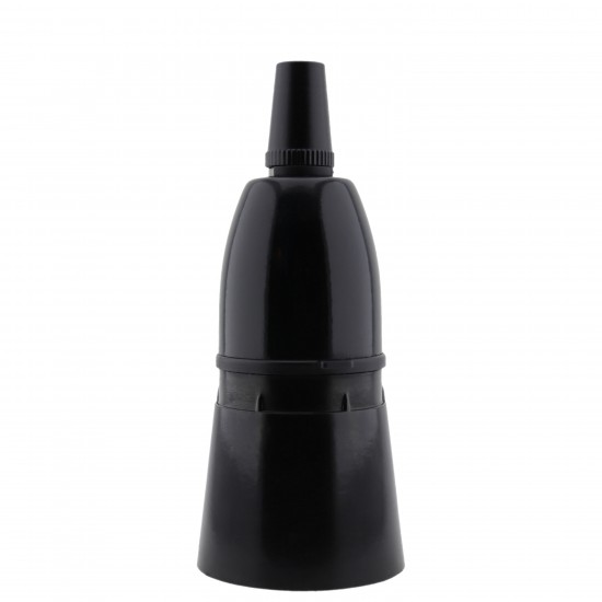 Black Bakelite Ceiling Pendant Kit with B22 Black Bakelite Lampholder and Linen Flex