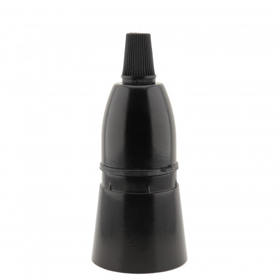 Black Bakelite Ceiling Pendant Kit with B22 Skirted Lampholder and Silver Flex