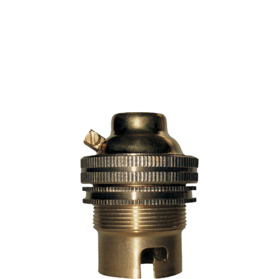Lampholder B22 Polished Brass with Shade Ring, 10mm Threaded Entry Lampholder B22 Polished Brass with Shade Ring, 10mm Threaded Entry