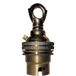 Lampholder B22 Polished Brass with Shade Ring, Chain Loop