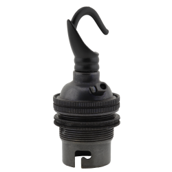 Lampholder B22 Dark Bronze with Shade Ring, Metal Hook
