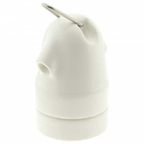 Glazed Porcelain Festoon E27 Lampholder in White