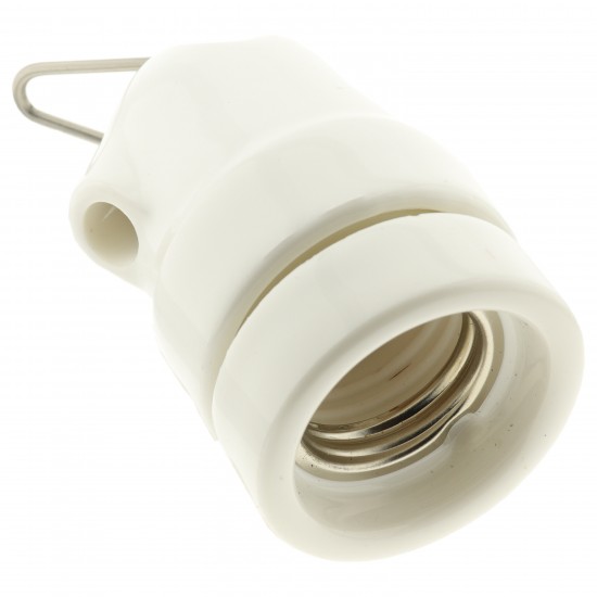 Glazed Porcelain Festoon E27 Lampholder in White