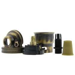 Plain Skirt B22 Lampholder in Antique Brass Finish with Nylon Cord Grip BC-B22d-Bayonet Cap