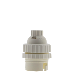Lampholder B22 White With Shade Ring and 10mm Threaded Entry
