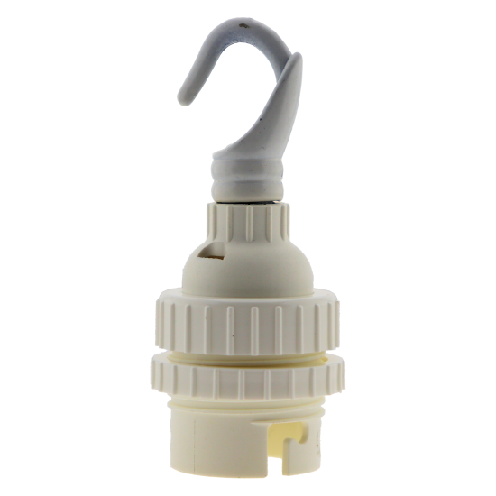 Lampholder B22 White With Shade Ring and Metal Chain Hook Lampholder B22 White With Shade Ring and Metal Chain Hook