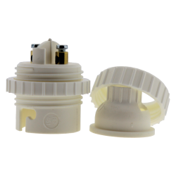 Lampholder B22 White With Shade Ring and 10mm Threaded Entry