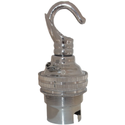 Lampholder B22 Silver Nickel with Shade Ring, Chain Hook Lampholder B22 Silver Nickel with Shade Ring, Chain Hook
