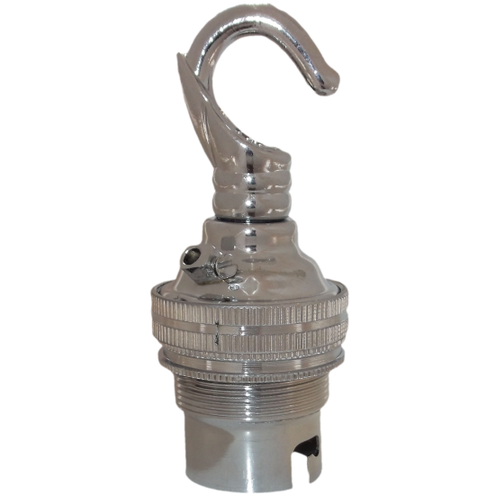Lampholder B22 Silver Nickel with Shade Ring, Chain Hook Lampholder B22 Silver Nickel with Shade Ring, Chain Hook