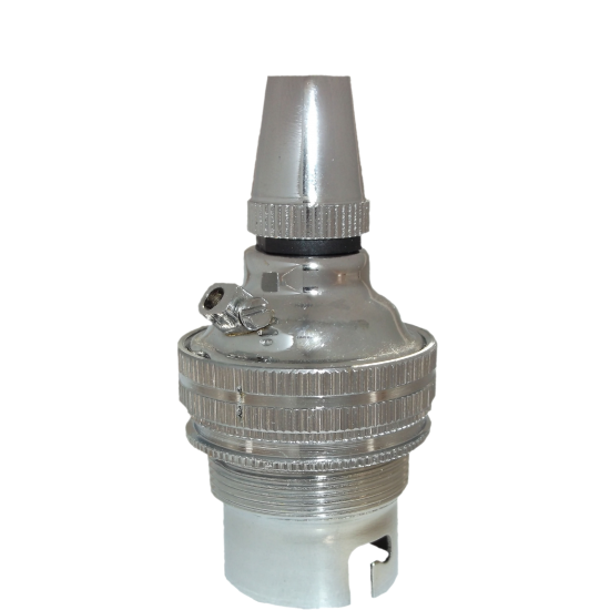 Lampholder B22 Silver Nickel with Shade Ring, Metal Cord Grip Lampholder B22 Silver Nickel with Shade Ring, Metal Cord Grip