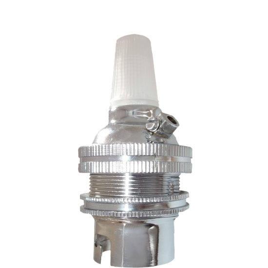 Plain Skirt B22 Lampholder in Silver Nickel Finish with Nylon Cord Grip BC-B22d-Bayonet Cap Plain Skirt B22 Lampholder in Silver Nickel Finish with Nylon Cord Grip BC-B22d-Bayonet Cap