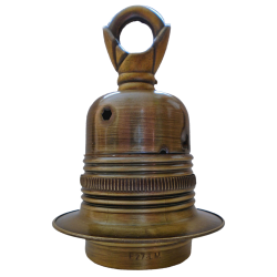 Lampholder E27 Antique Brass Finish with Shade Ring and Metal Loop