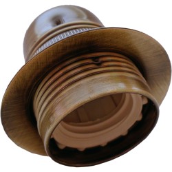 Lampholder E27 Antique Brass Finish with Shade Ring and 10mm Threaded Entry Lampholder E27 Antique Brass Finish with Shade Ring and 10mm Threaded Entry