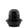 Lampholder E27 Black Bakelite with Shade Ring and 10mm Threaded Entry