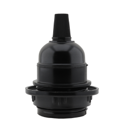 Lampholder E27 Black Bakelite with Shade Ring and Nylon Cord Grip Lampholder E27 Black Bakelite with Shade Ring and Nylon Cord Grip