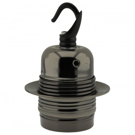 Lampholder E27 Dark Bronze Finish with Shade Ring and Metal Hook