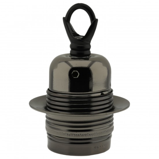 Lampholder E27 Dark Bronze Finish with Shade Ring and Metal Loop