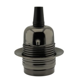 Lampholder E27 Dark Bronze Finish with Shade Ring and Metal Cord Grip