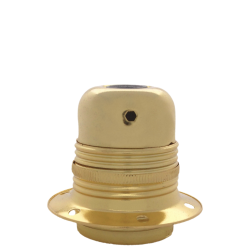 Lampholder E27 Polished Brass Finish with Shade Ring and 10mm Threaded Entry