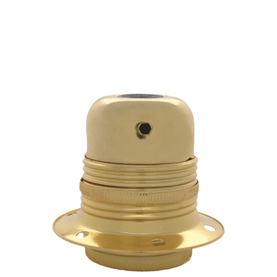 Lampholder E27 Polished Brass Finish with Shade Ring and 10mm Threaded Entry