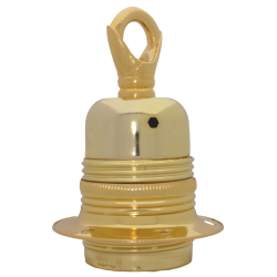 Lampholder E27 Polished Brass Finish with Shade Ring and Metal Loop Lampholder E27 Polished Brass Finish with Shade Ring and Metal Loop