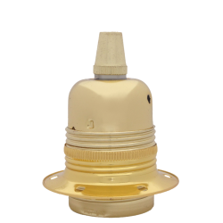 Lampholder E27 Polished Brass Finish with Shade Ring and Metal Cord Grip Lampholder E27 Polished Brass Finish with Shade Ring and Metal Cord Grip