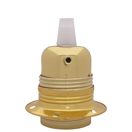 Lampholder E27 Polished Brass Finish with Shade Ring and Nylon Cord Grip