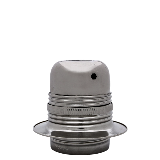 Lampholder E27 Silver Nickel Finish with Shade Ring and 10mm Threaded Entry