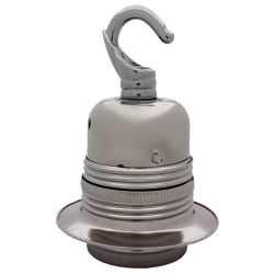 Lampholder E27 Silver Nickel Finish with Shade Ring and Metal Hook Lampholder E27 Silver Nickel Finish with Shade Ring and Metal Hook