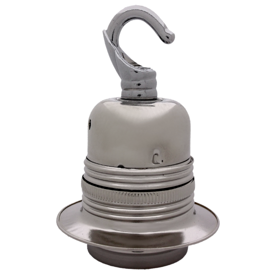 Lampholder E27 Silver Nickel Finish with Shade Ring and Metal Hook Lampholder E27 Silver Nickel Finish with Shade Ring and Metal Hook