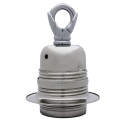 Lampholder E27 Silver Nickel Finish with Shade Ring and Metal Loop Lampholder E27 Silver Nickel Finish with Shade Ring and Metal Loop