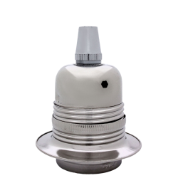 Lampholder E27 Silver Nickel Finish with Shade Ring and Metal Cord Grip Lampholder E27 Silver Nickel Finish with Shade Ring and Metal Cord Grip