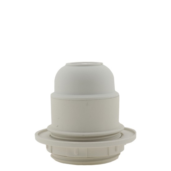 Lampholder E27 Off-White Thermoset Plastic with Shade Ring 10mm Threaded Entry