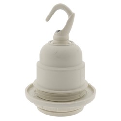 Lampholder E27 Off-White Thermoset Plastic with Shade Ring, Metal Hook Lampholder E27 Off-White Thermoset Plastic with Shade Ring, Metal Hook