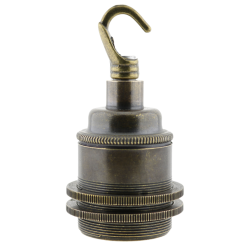 Lampholder E27 Antique Brass Finish with Dual Shade Ring and Chain Hook Lampholder E27 Antique Brass Finish with Dual Shade Ring and Chain Hook