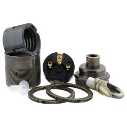 Lampholder E27 Antique Brass Finish with Dual Shade Ring and Chain Loop Lampholder E27 Antique Brass Finish with Dual Shade Ring and Chain Loop