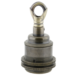 Lampholder E27 Antique Brass Finish with Dual Shade Ring and Chain Loop Lampholder E27 Antique Brass Finish with Dual Shade Ring and Chain Loop