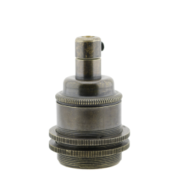 Lampholder E27 Antique Brass Finish with Dual Shade Ring and Metal Cord Grip Lampholder E27 Antique Brass Finish with Dual Shade Ring and Metal Cord Grip