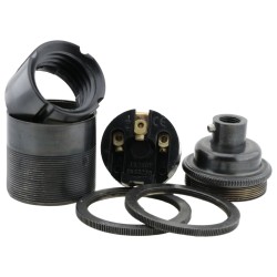 Traditional Edison Screw Bulb Holder (E27) with 2 Shade Rings with Lockable 10mm Threaded Entry in Bronze Finish Traditional Edison Screw Bulb Holder (E27) with 2 Shade Rings with Lockable 10mm Threaded Entry in Bronze Finish