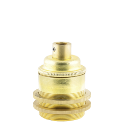 Traditional Edison Screw Bulb Holder (E27) with 2 Shade Rings with Lockable 10mm Threaded Entry in Raw Brass Finish Traditional Edison Screw Bulb Holder (E27) with 2 Shade Rings with Lockable 10mm Threaded Entry in Raw Brass Finish