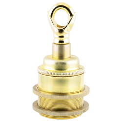 Traditional Edison Screw Bulb Holder (E27) with 2 Shade Rings and Metal Deco Styled Loop in Raw Brass Finish Traditional Edison Screw Bulb Holder (E27) with 2 Shade Rings and Metal Deco Styled Loop in Raw Brass Finish