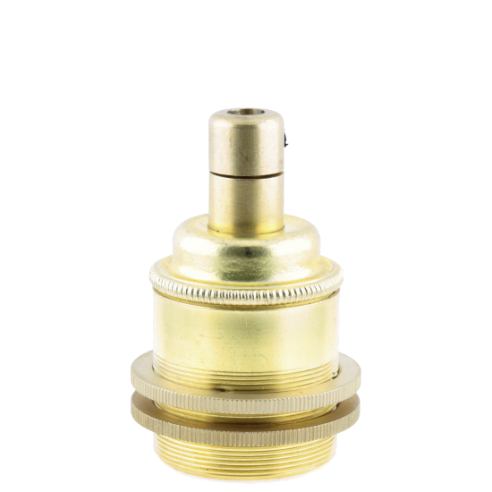 Traditional Edison Screw Bulb Holder (E27) with 2 Shade Rings and Integrated Cord Grip in Raw Brass Finish Traditional Edison Screw Bulb Holder (E27) with 2 Shade Rings and Integrated Cord Grip in Raw Brass Finish